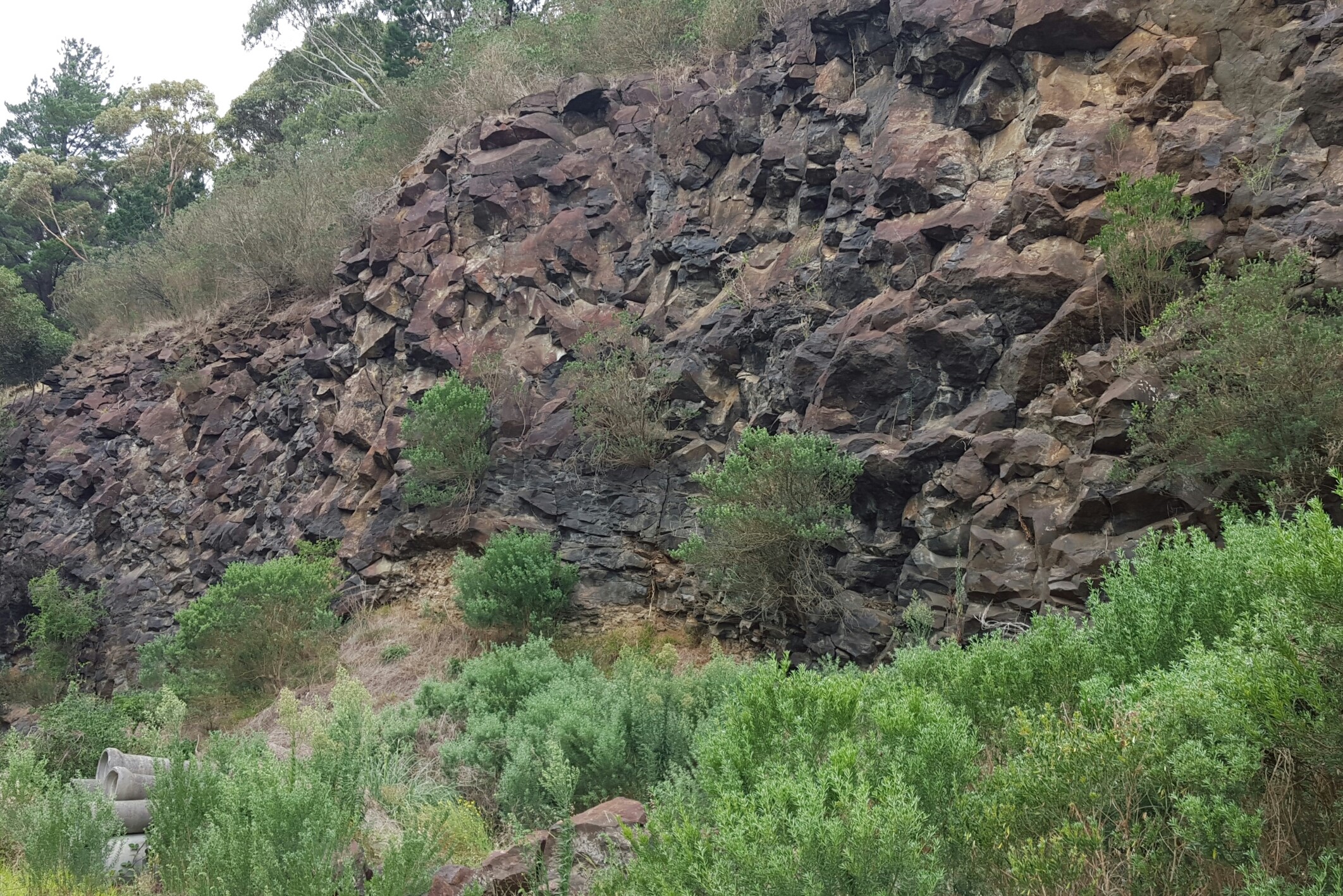 Basalt rock wall