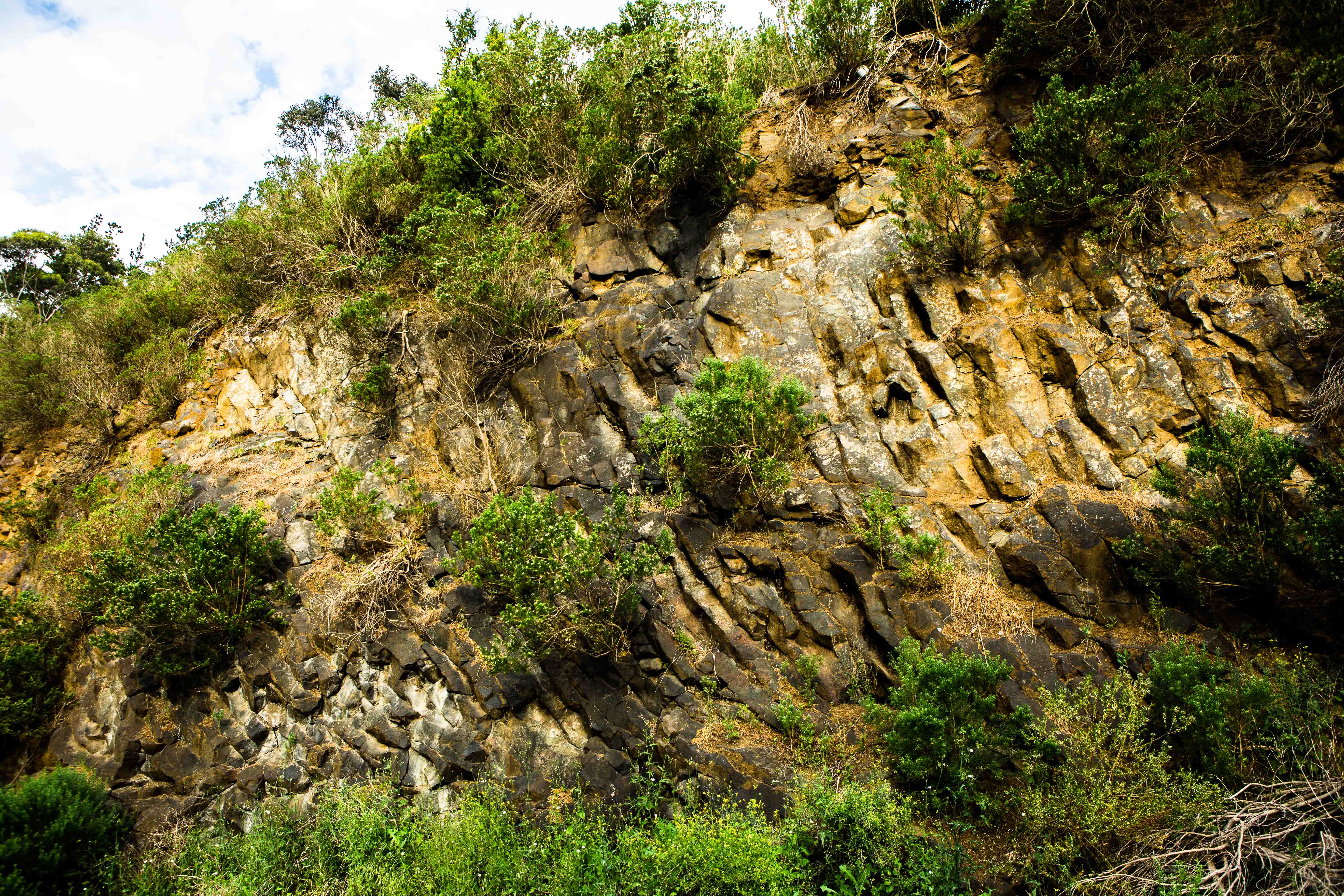 Basalt rock wall