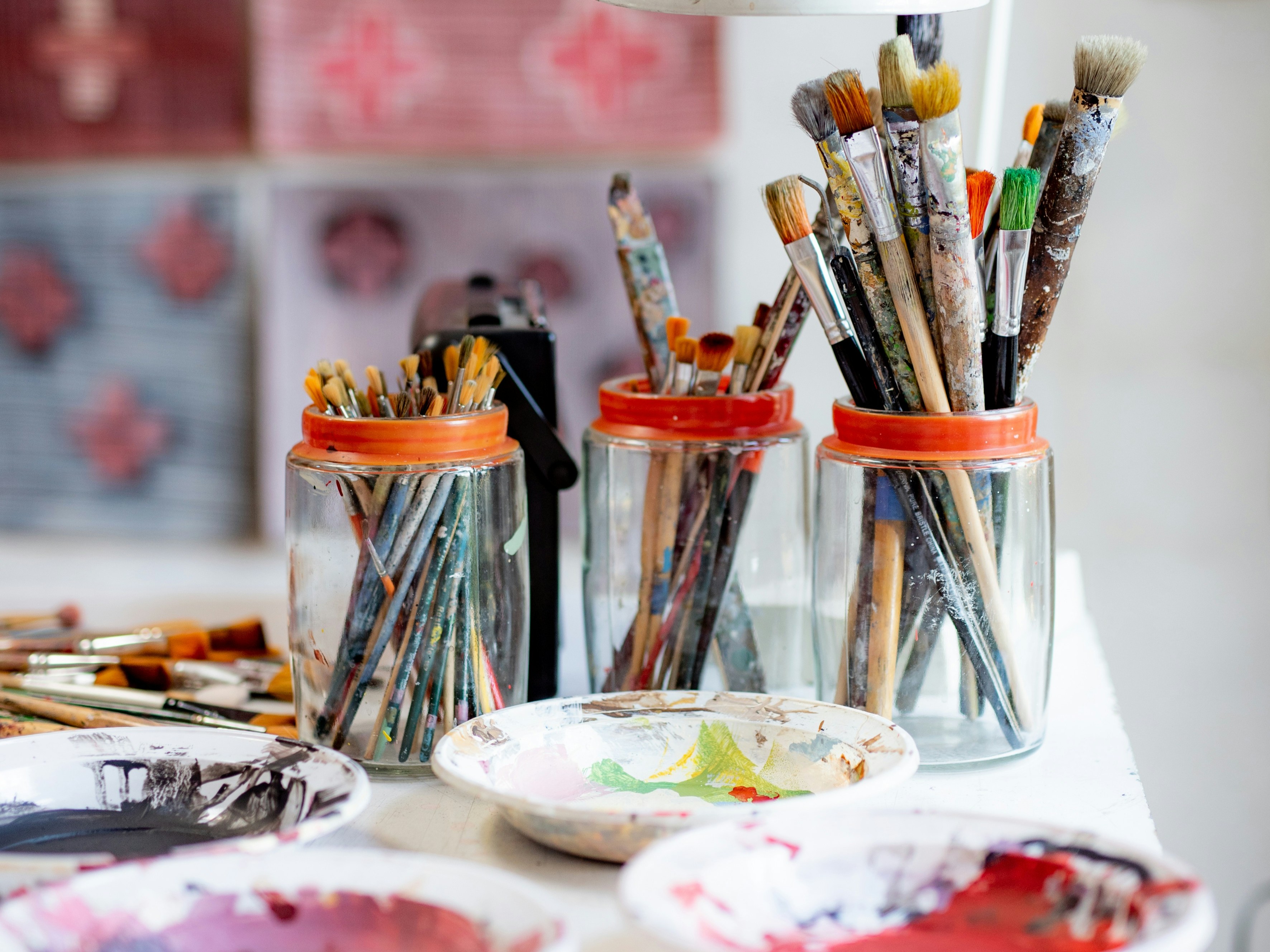 brushes in jars