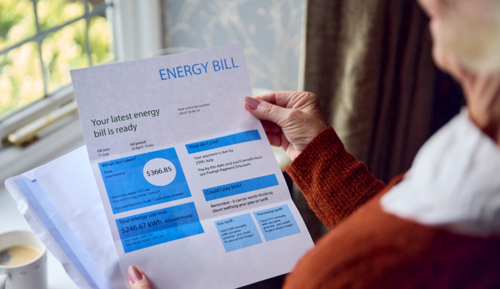 lady reading her energy bill